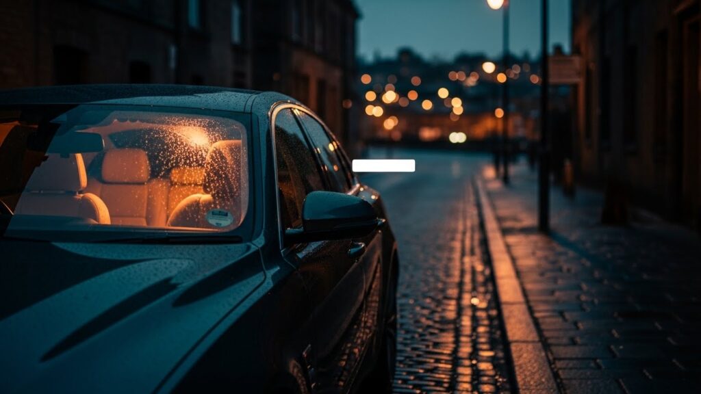A private hire taxi waiting on a lit street in Durham at night, providing a safe alternative to walking home to the Hill Colleges.
